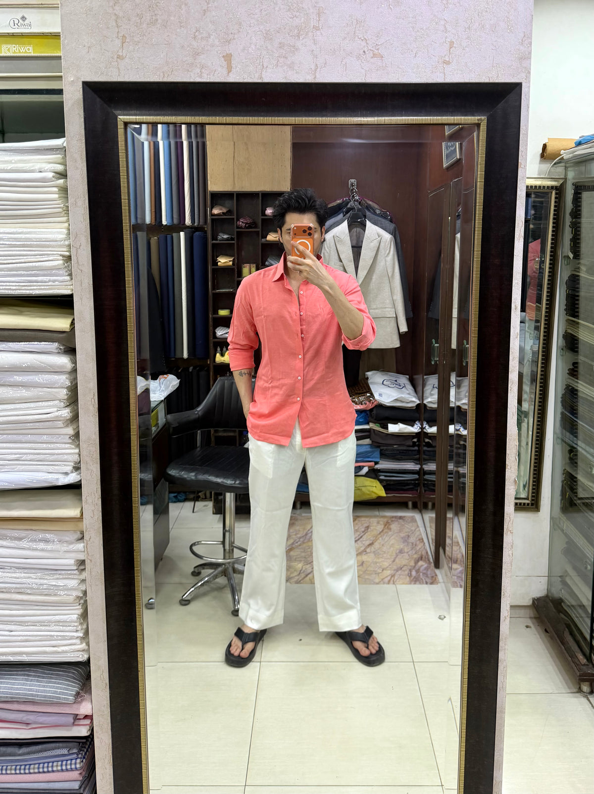 Coral Pink — Unisex Linen Shirt