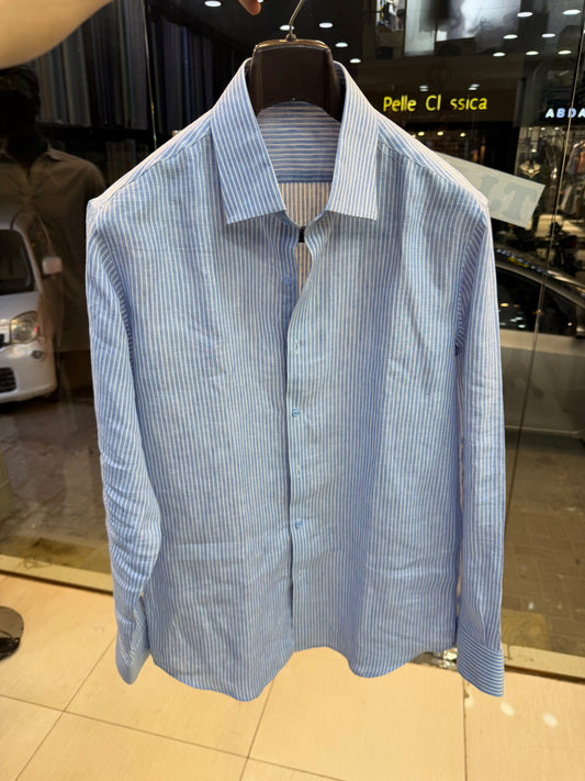 Sky Blue Stripe — Unisex Linen Shirt