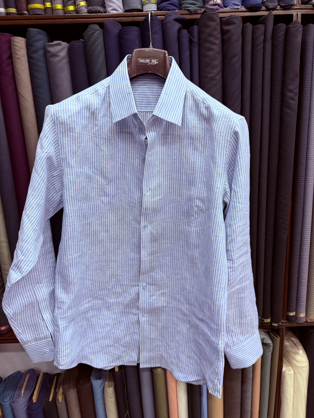 Sky Blue Stripe — Unisex Linen Shirt