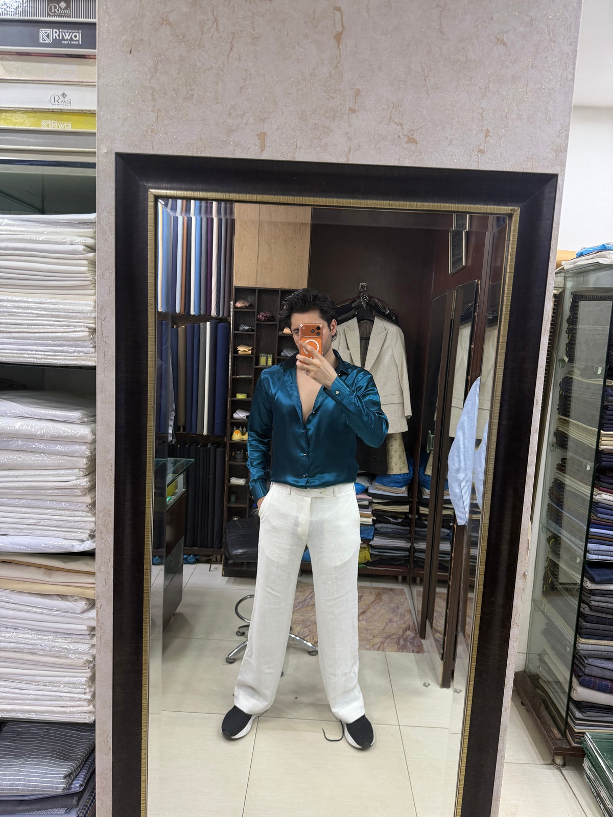 Deep Teal Silk Shirt