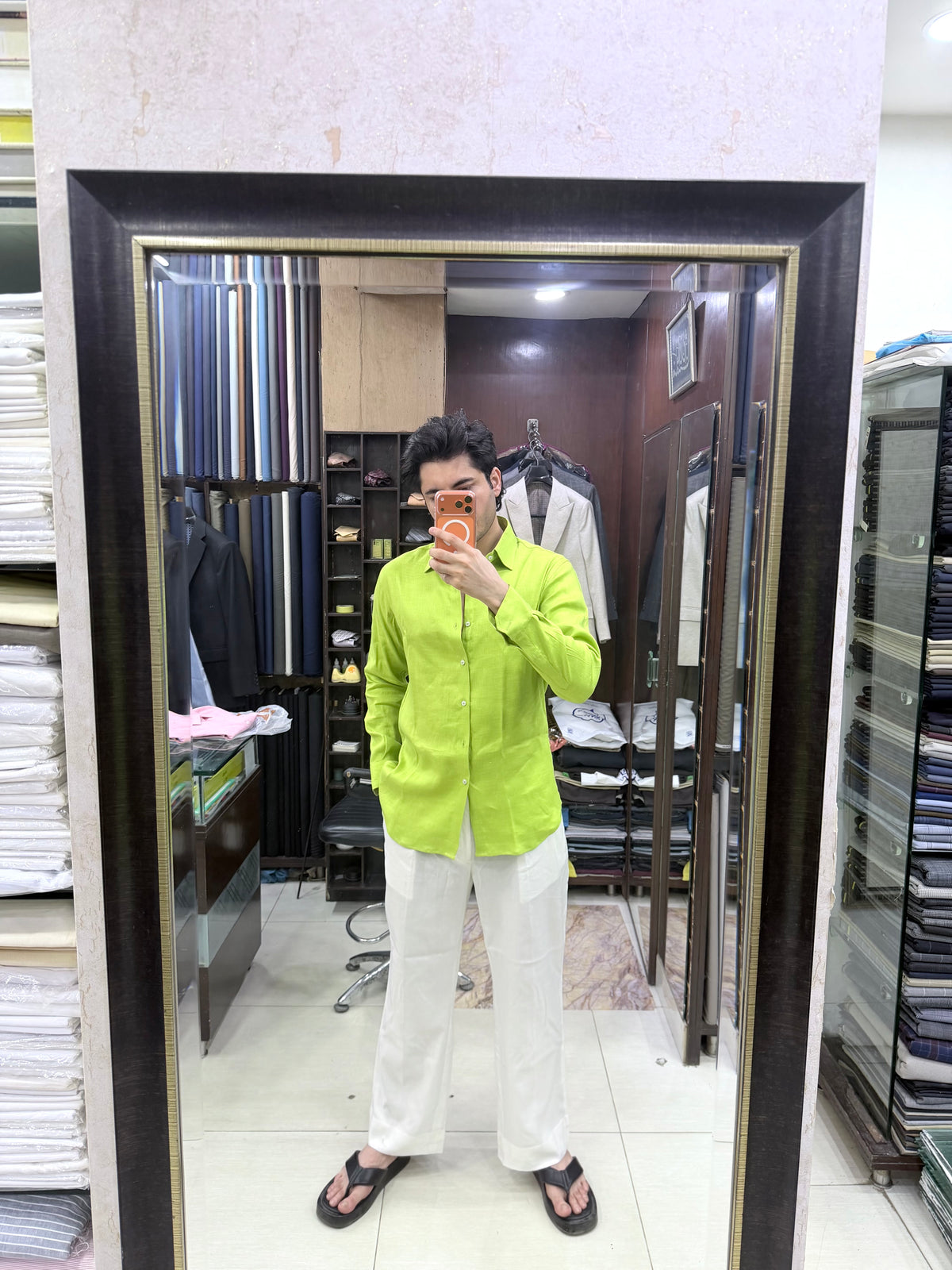 Lime Green — Unisex Linen Shirt