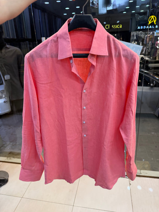 Coral Pink — Unisex Linen Shirt