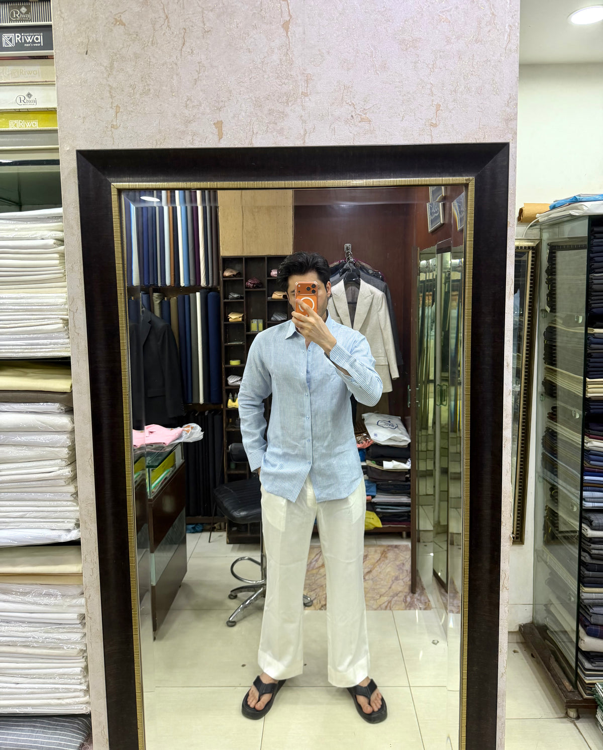 Sky Blue Stripe — Unisex Linen Shirt